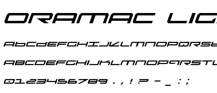 Oramac Light Italic font